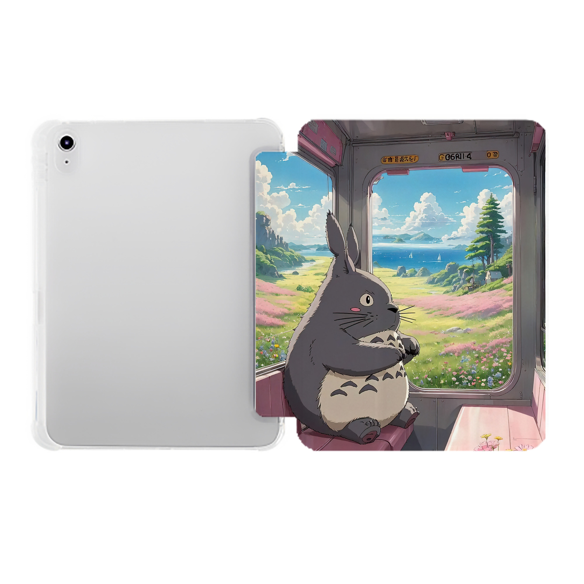 （画像用） となりのトトロ 草壁メイ 草壁サツキ My Neighbor Totoro Satsuki Kusakabe Mei Kusakabe IPad ケース ペン収納付き 三つ折りスタンド PUレザー×シリコン 対応機種9.5/10.5/10.9インチ